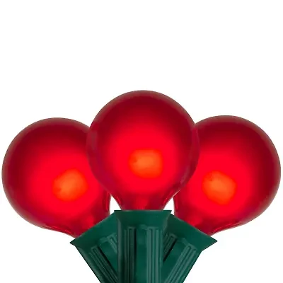 Northlight Set Of 15 Red Satin G50 - Green Wire String Lights