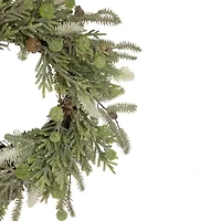 Northlight With Frosted Foliage And Pine Cones - 24in - Unlit Wreath