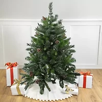 Northlight Full Snowy Delta Pine With Pine Cones - 4ft - Unlit 4 Foot Pine Christmas Tree