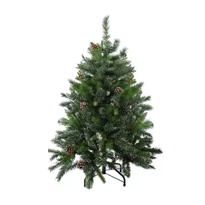 Northlight Full Snowy Delta Pine With Pine Cones - 4ft - Unlit 4 Foot Pine Christmas Tree