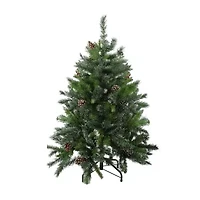 Northlight Full Snowy Delta Pine With Pine Cones - 4ft - Unlit 4 Foot Pine Christmas Tree