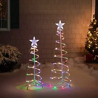 Northlight Led Lighted Spiral Cone Trees - Multicolor - Set Of 2 Christmas Yard Art
