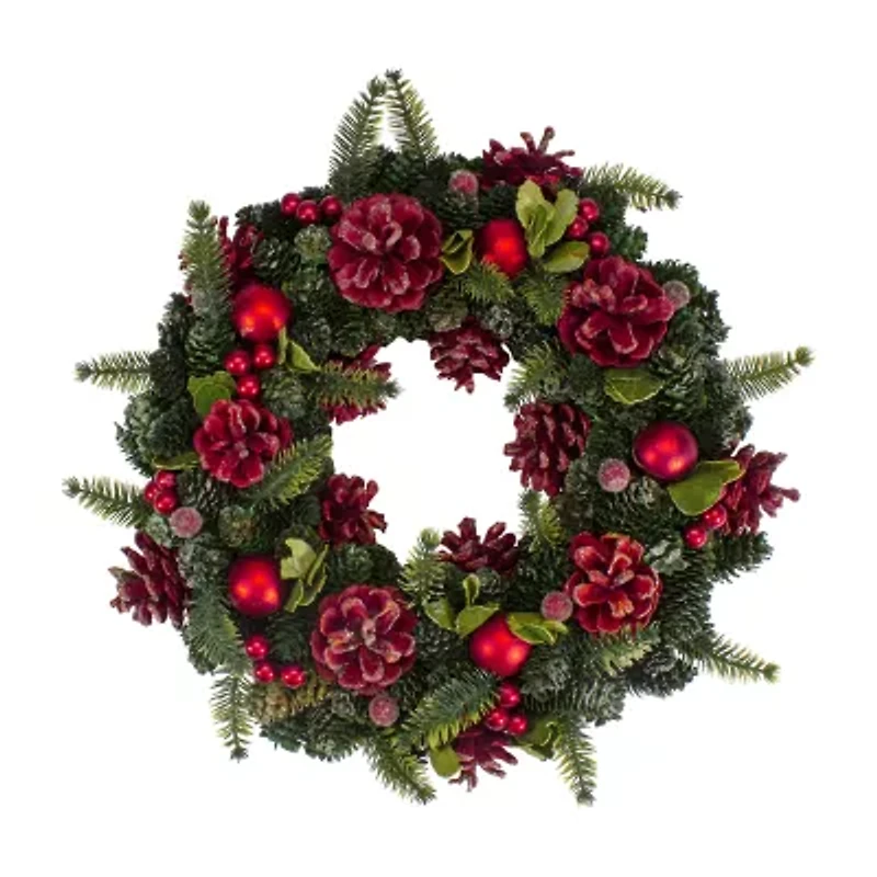 Northlight Red Pine Cones And 13in - Unlit Wreath