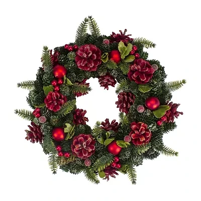 Northlight Red Pine Cones And 13in - Unlit Wreath