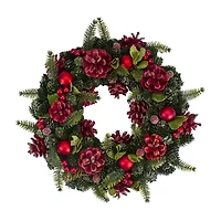 Northlight Red Pine Cones And 13in - Unlit Wreath