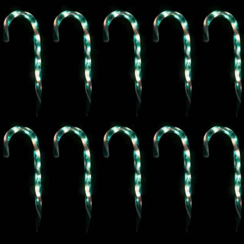 Northlight Lighted Candy Cane Pathway Markers - 13.5ft - Green - Set Of 10 Christmas Yard Art