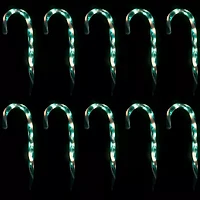 Northlight Lighted Candy Cane Pathway Markers - 13.5ft - Green - Set Of 10 Christmas Yard Art