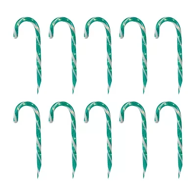 Northlight Lighted Candy Cane Pathway Markers - 13.5ft - Green - Set Of 10 Christmas Yard Art