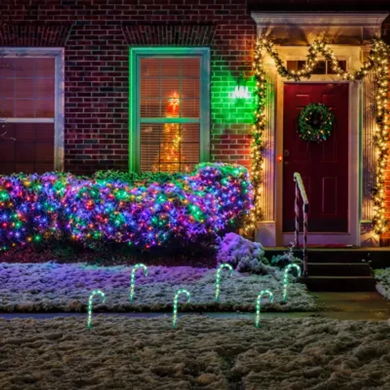 Northlight Lighted Candy Cane Pathway Markers - 13.5ft - Green - Set Of 10 Christmas Yard Art
