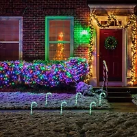 Northlight Lighted Candy Cane Pathway Markers - 13.5ft - Green - Set Of 10 Christmas Yard Art