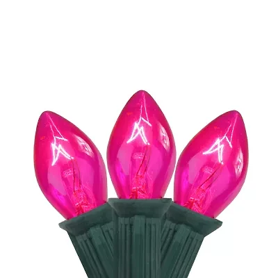 Northlight 25-Count Pink C7 24ft Green Wire String Lights