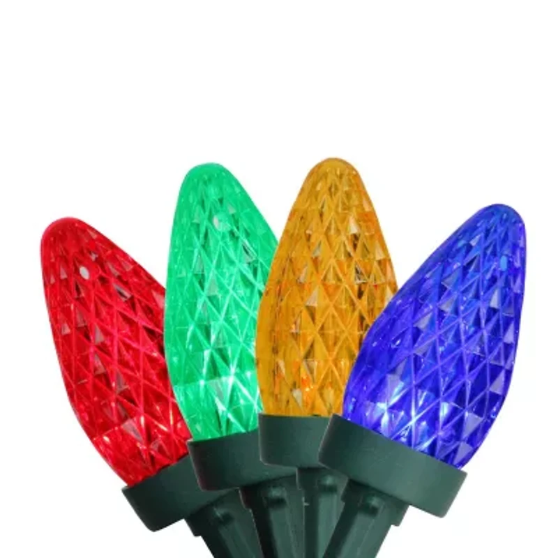 Northlight 100ct Multi-Color Faceted Led C7 66ft Green Wire String Lights
