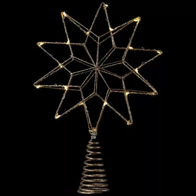 Northlight 12in Led Lighted Glittered Gold Star Warm White Lights Christmas Tree Topper