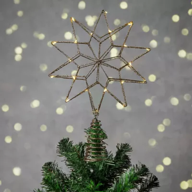 Northlight 12in Led Lighted Glittered Gold Star Warm White Lights Christmas Tree Topper