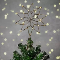 Northlight 12in Led Lighted Glittered Gold Star Warm White Lights Christmas Tree Topper
