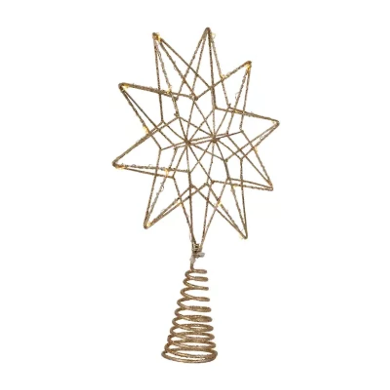 Northlight 12in Led Lighted Glittered Gold Star Warm White Lights Christmas Tree Topper
