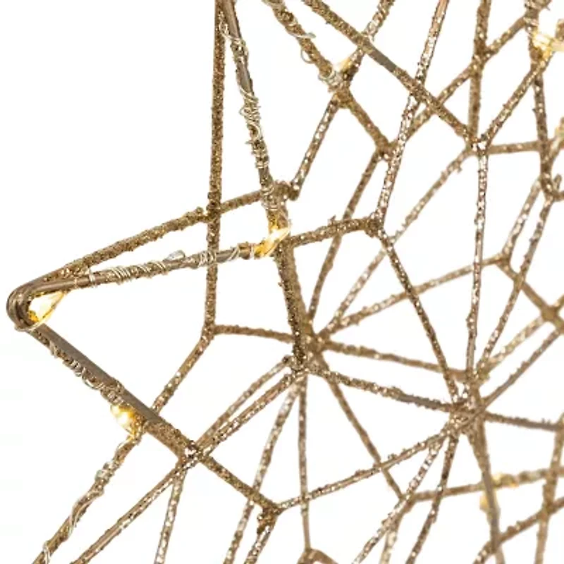 Northlight 12in Led Lighted Glittered Gold Star Warm White Lights Christmas Tree Topper