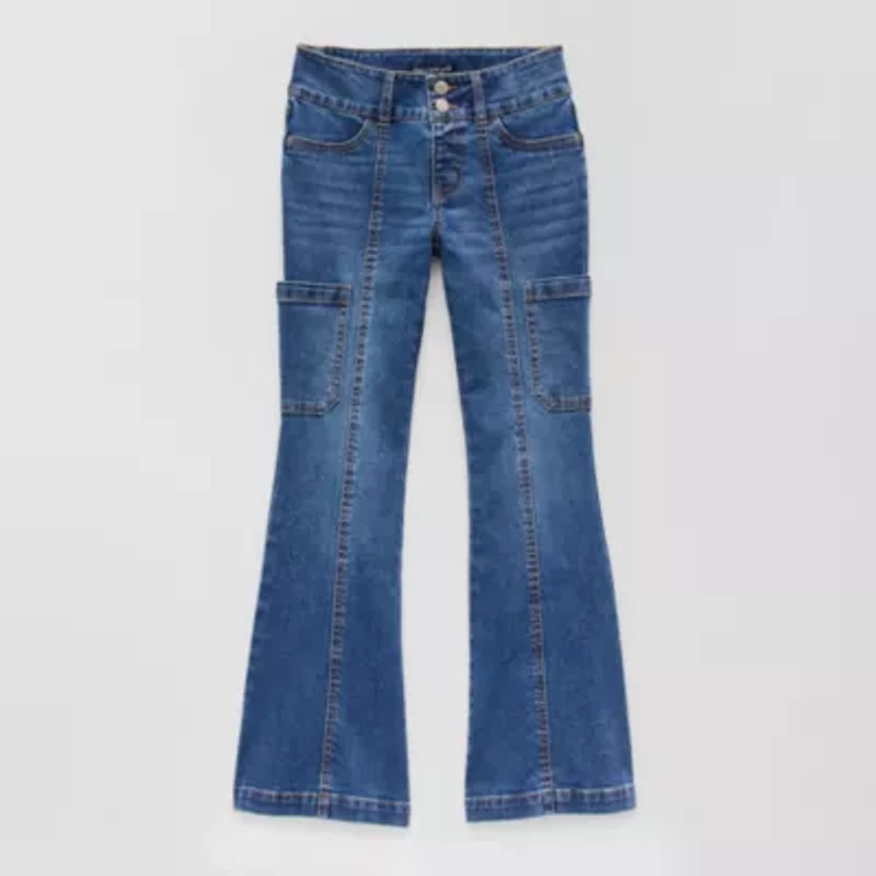 Vanilla Star Big Kid Girls Cargo Flare Leg Jean