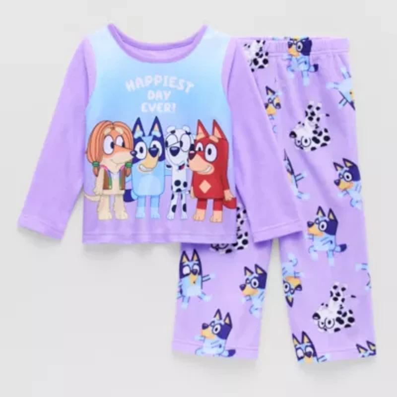 Toddler Girls Bluey Microfleece Crew Neck Long Sleeve 2-pc. Pajama Sets