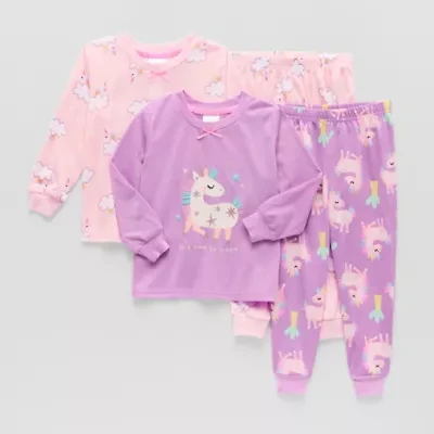 Dream Big Peace Out Toddler Girls Crew Neck Long Sleeve 4-pc. Pajama Sets