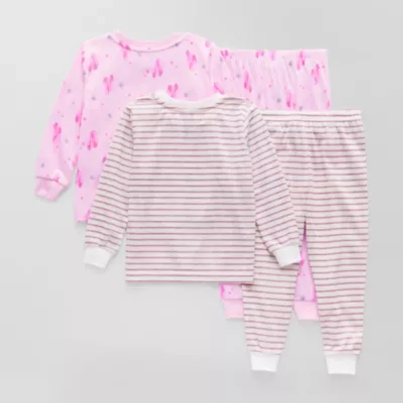 Dream Big Peace Out Toddler Girls Crew Neck Long Sleeve 4-pc. Pajama Sets