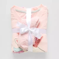 Dream Big Peace Out Little & Kid Girls Velour Crew Neck Long Sleeve 3-pc. Pajama Sets