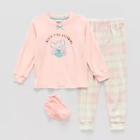 Dream Big Peace Out Toddler Girls Velour Crew Neck Long Sleeve 3-pc. Pajama Sets