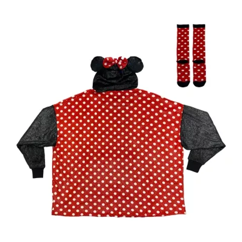 Disney Mjc Womens Easy-on + Easy-off Minnie Mouse Hooded Short Sleeve Juniors Nightgown