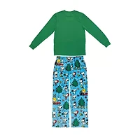 Mens Peanuts Snoopy Microfleece Crew Neck Long Sleeve 2-pc. Matching Family Big Pajama Sets