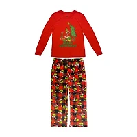 Womens Dr. Seuss Grinch Microfleece Crew Neck Long Sleeve 2-pc. Matching Family Plus Pajama Sets