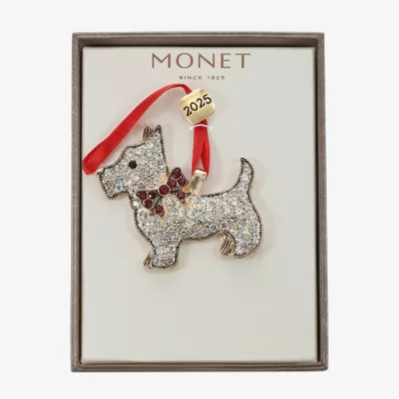 Monet Jewelry Gold Tone Scottie Dog Christmas Ornament