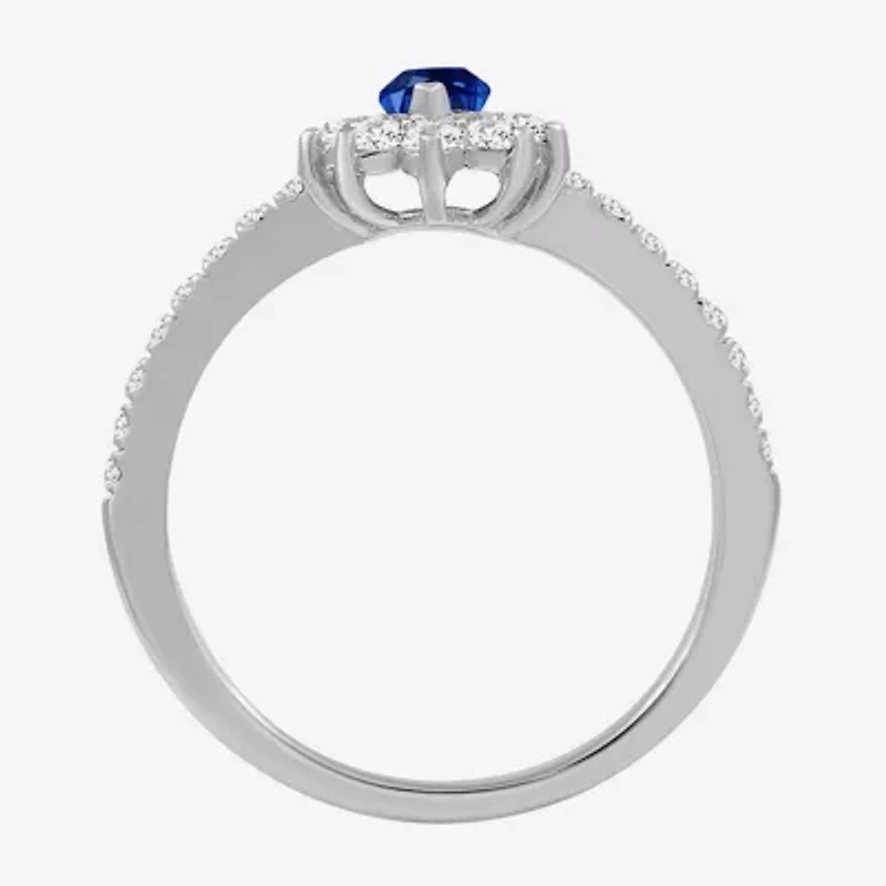 Womens 3 1/2 CT. T.W Genuine Blue Sapphire 10K White Gold Marquise Halo Cocktail Ring