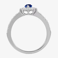 Womens 3 1/2 CT. T.W Genuine Blue Sapphire 10K White Gold Marquise Halo Cocktail Ring