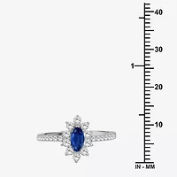 Womens 3 1/2 CT. T.W Genuine Blue Sapphire 10K White Gold Marquise Halo Cocktail Ring