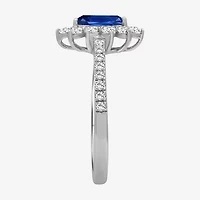 Womens 3 1/2 CT. T.W Genuine Blue Sapphire 10K White Gold Marquise Halo Cocktail Ring