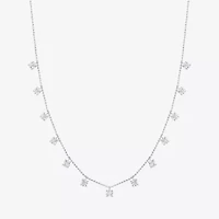 (G-H,Si2-I1) Womens 10K White Gold 18 Inch Bead Chain Necklace