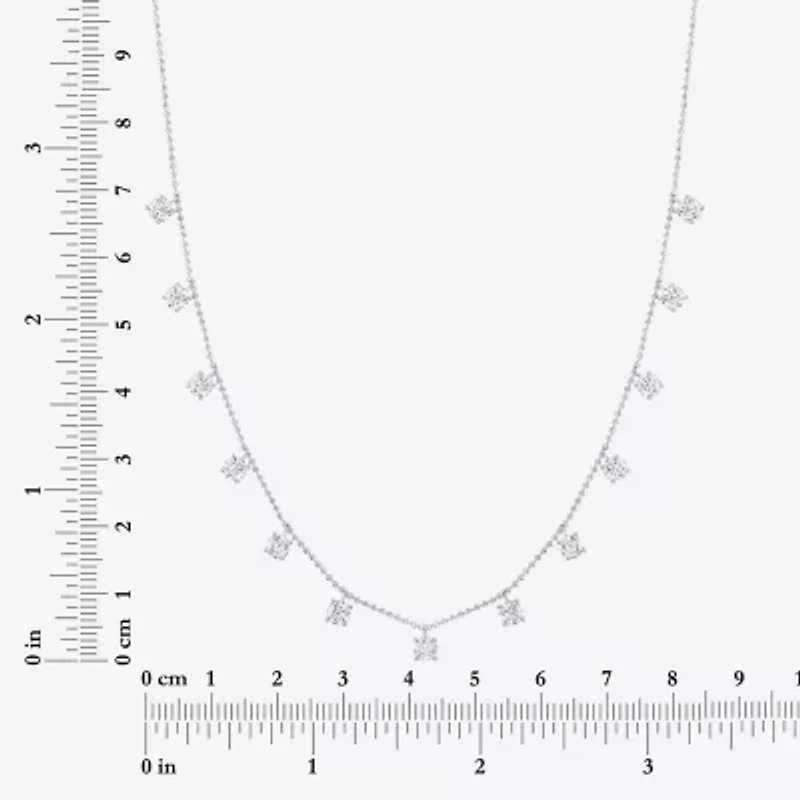 (G-H,Si2-I1) Womens 10K White Gold 18 Inch Bead Chain Necklace