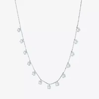 (G-H,Si2-I1) Womens 10K White Gold 18 Inch Bead Chain Necklace