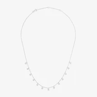 (G-H,Si2-I1) Womens 10K White Gold 18 Inch Bead Chain Necklace