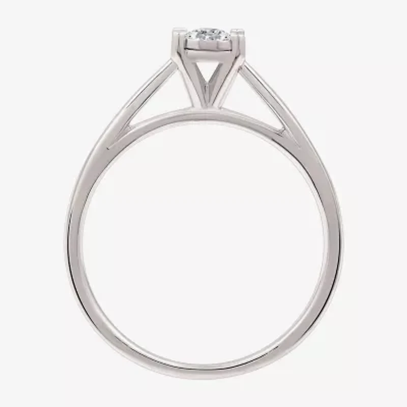 Yes, Please! Womens 1/6 CT. T.W. Lab Grown White Diamond Sterling Silver Round Solitaire Cocktail Ring