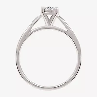Yes, Please! Womens 1/6 CT. T.W. Lab Grown White Diamond Sterling Silver Round Solitaire Cocktail Ring