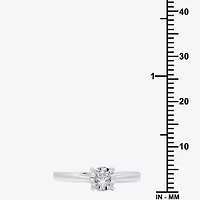 Yes, Please! Womens 1/6 CT. T.W. Lab Grown White Diamond Sterling Silver Round Solitaire Cocktail Ring