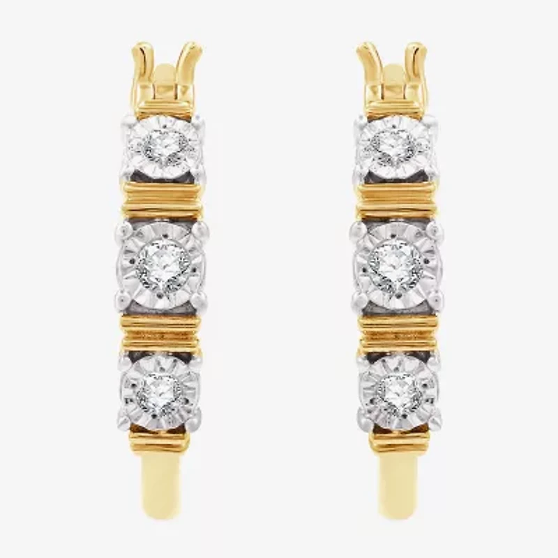 Yes, Please! Womens 1/6 CT. T.W. Lab Grown White Diamond Sterling Silver 20.8mm Hoop Earrings