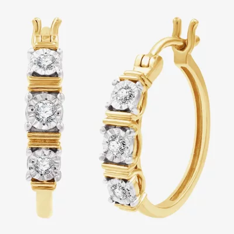 Yes, Please! Womens 1/6 CT. T.W. Lab Grown White Diamond Sterling Silver 20.8mm Hoop Earrings