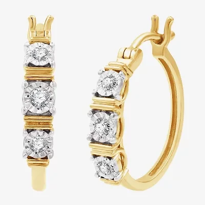 Yes, Please! Womens 1/6 CT. T.W. Lab Grown White Diamond Sterling Silver 20.8mm Hoop Earrings