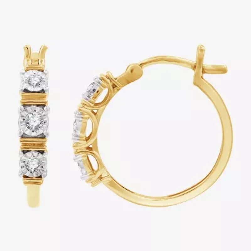 Yes, Please! Womens 1/6 CT. T.W. Lab Grown White Diamond Sterling Silver 20.8mm Hoop Earrings