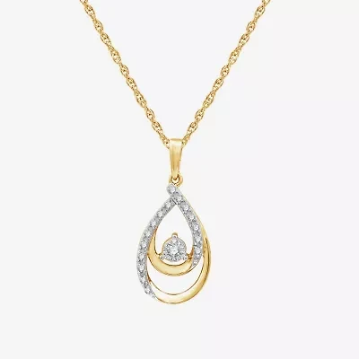 Yes, Please! Womens 1/10 CT. T.W. Lab Grown White Diamond 14K Gold Over Silver Sterling Silver 18 Inch Pendant Necklace