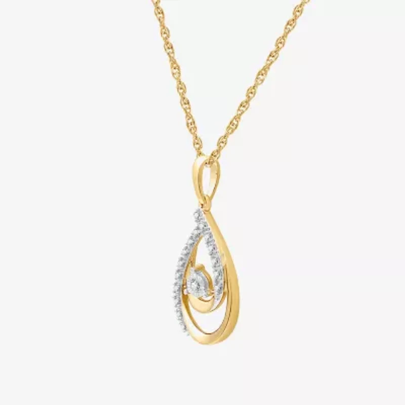 Yes, Please! Womens 1/10 CT. T.W. Lab Grown White Diamond 14K Gold Over Silver Sterling Silver 18 Inch Pendant Necklace