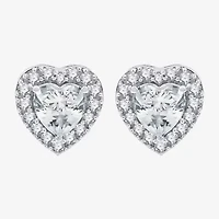 Yes, Please! Lab Created White Sapphire Sterling Silver 10.6mm Heart Round Stud Earrings