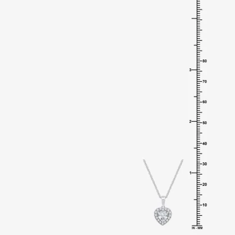 Yes, Please! Womens Lab Created White Sapphire Sterling Silver Heart 18 Inch Pendant Necklace